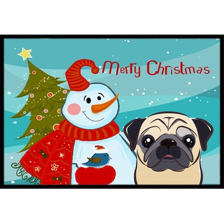 Carolines Treasures Carolines Treasures BB1882MAT Snowman With Fawn Pug Indoor & Outdoor Mat; 18 x 27 in. BB1882MAT